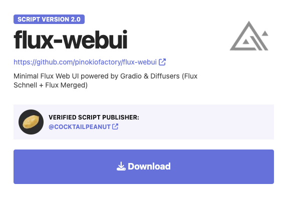 Download screen in Flux Pinokio setup